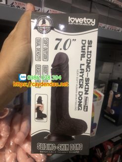 Dương vật giả Lovetoy 7” Sliding Skin Dual Layer Dong - Black