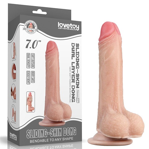 Dương vật gắn tường Lovetoy Sliding Skin Dual Layer Dong 7"
