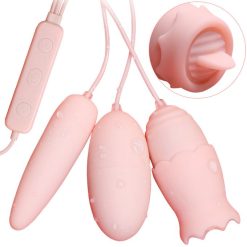 Bộ trứng rung 3 đầu có lưỡi liếm siêu kích thích